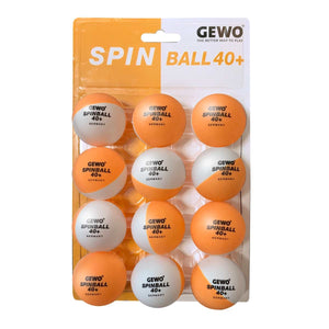 GEWO 40+ Orange & White Table Tennis Training SpinBalls (12 count) Gewo