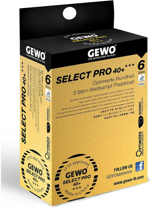 GEWO Select Pro 40 Plus 3-Star ABS White Table Tennis Balls (6 count) Gewo