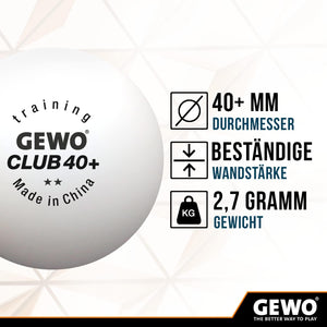 GEWO Club 40+ Training Table Tennis Ball (72 count)