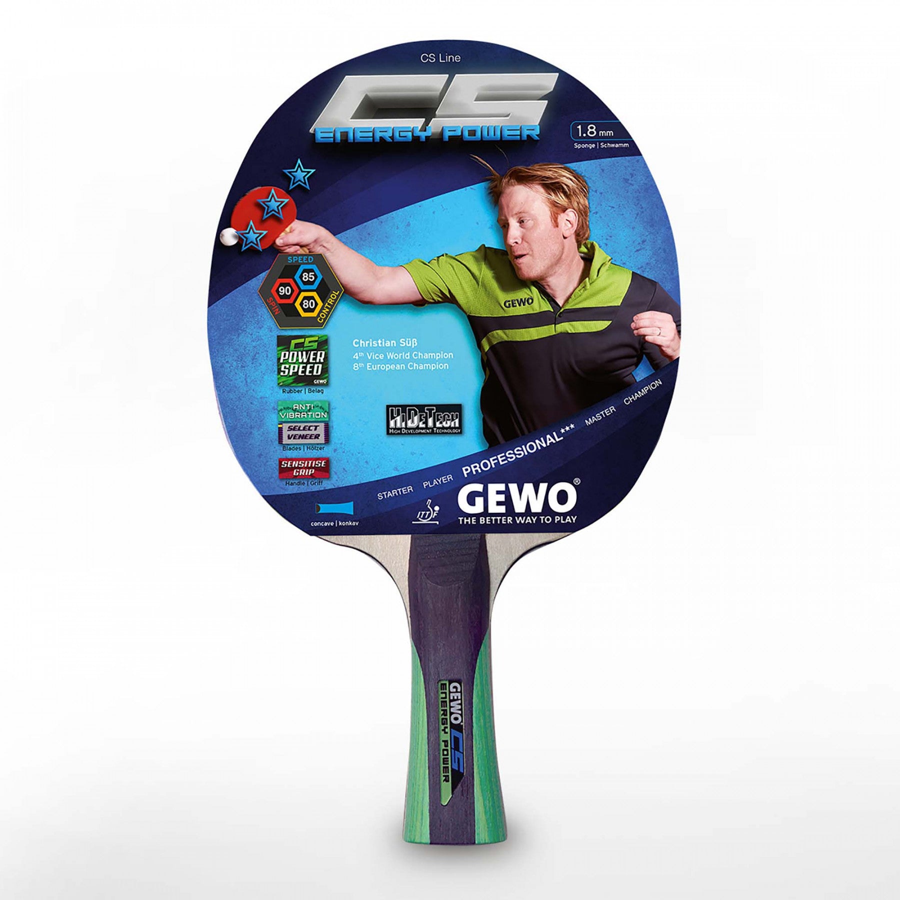 GEWO CS Energy Power Pre-Assembled Table Tennis Racket GEWO