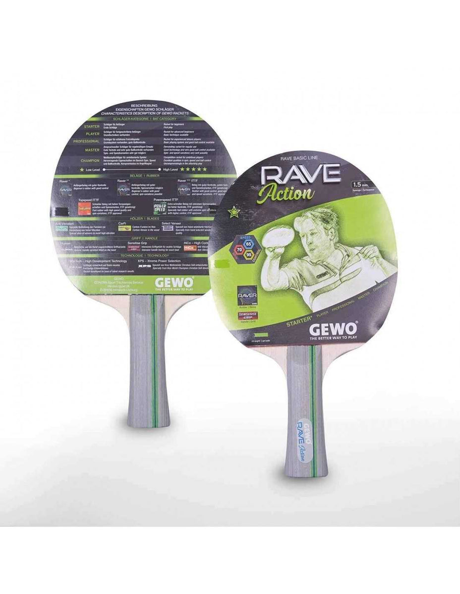 Rave Racket GEWO Rave Action Pre-Assembled Table Tennis Racket | eTableTennis