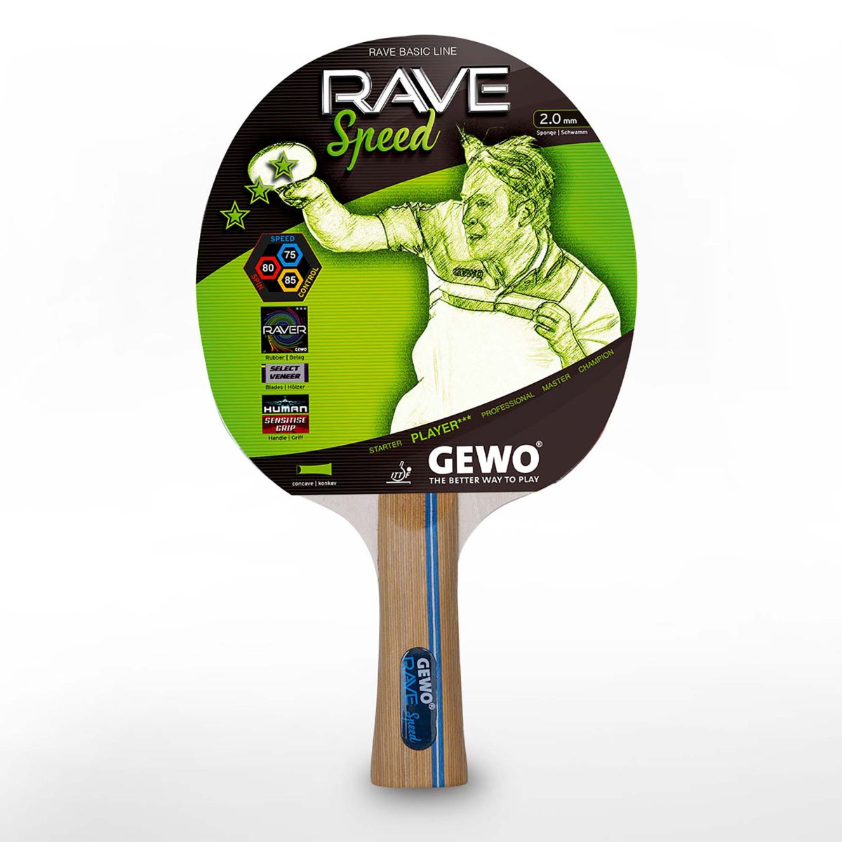 GEWO Rave Speed Pre-Assembled Table Tennis Racket GEWO