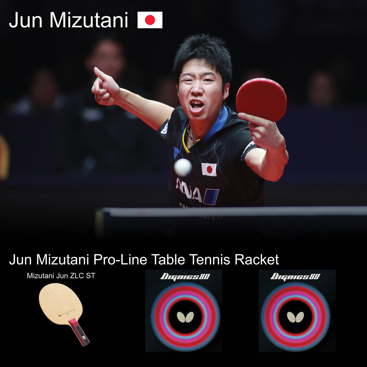 Butterfly Jun Mizutani Pro-Line Table Tennis Racket Butterfly