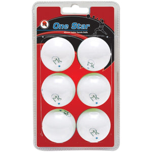 Martin Kilpatrick 1-Star White Table Tennis Balls (6 pack) Butterfly